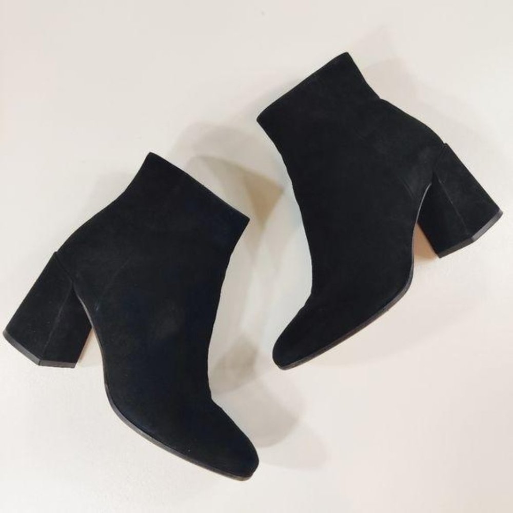 Vince black suede ankle boots side zip